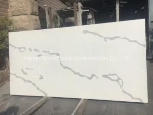 Artificial Stone Polished/Honed Black/White/Beige Calacatta White Quartz for Interiors/Indoor Kitchen/Bathroom Countertops/Vanity