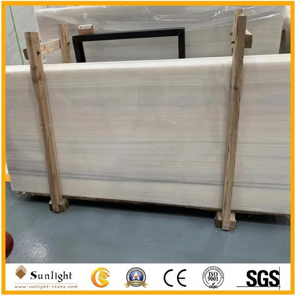 Natural Translucent Marble with Wood Straight Vein Athens White Onyx Slab