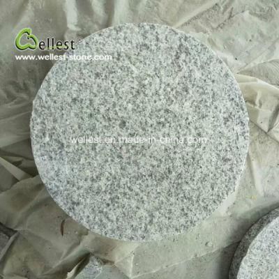 Flamed Grey Granite Round Landscaping Stepper, Garden Stepping Stone