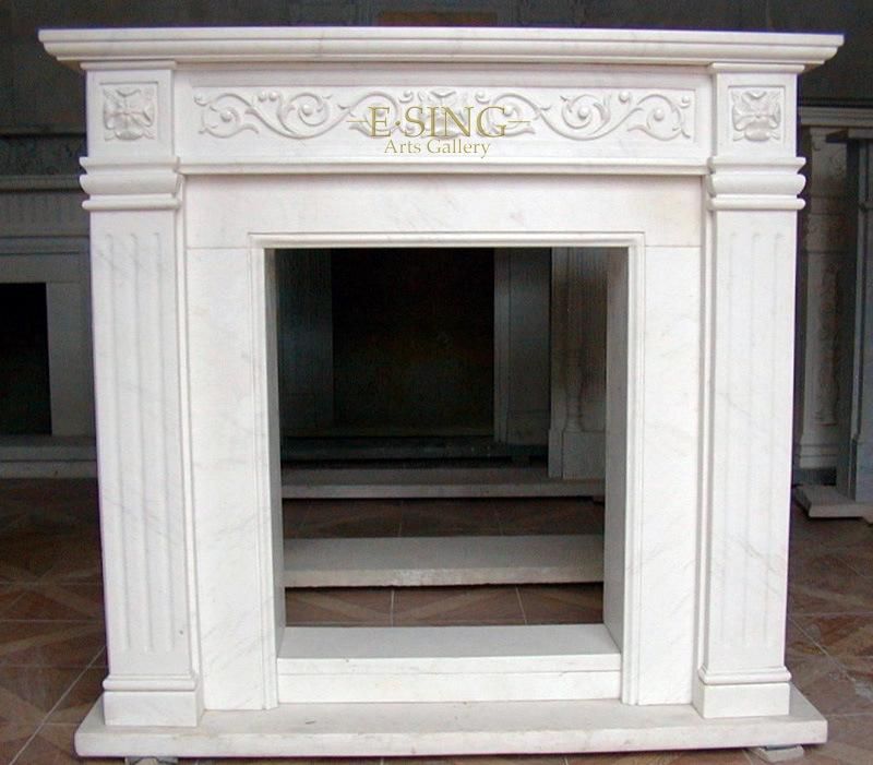 White Marble Fireplace for Home Deco