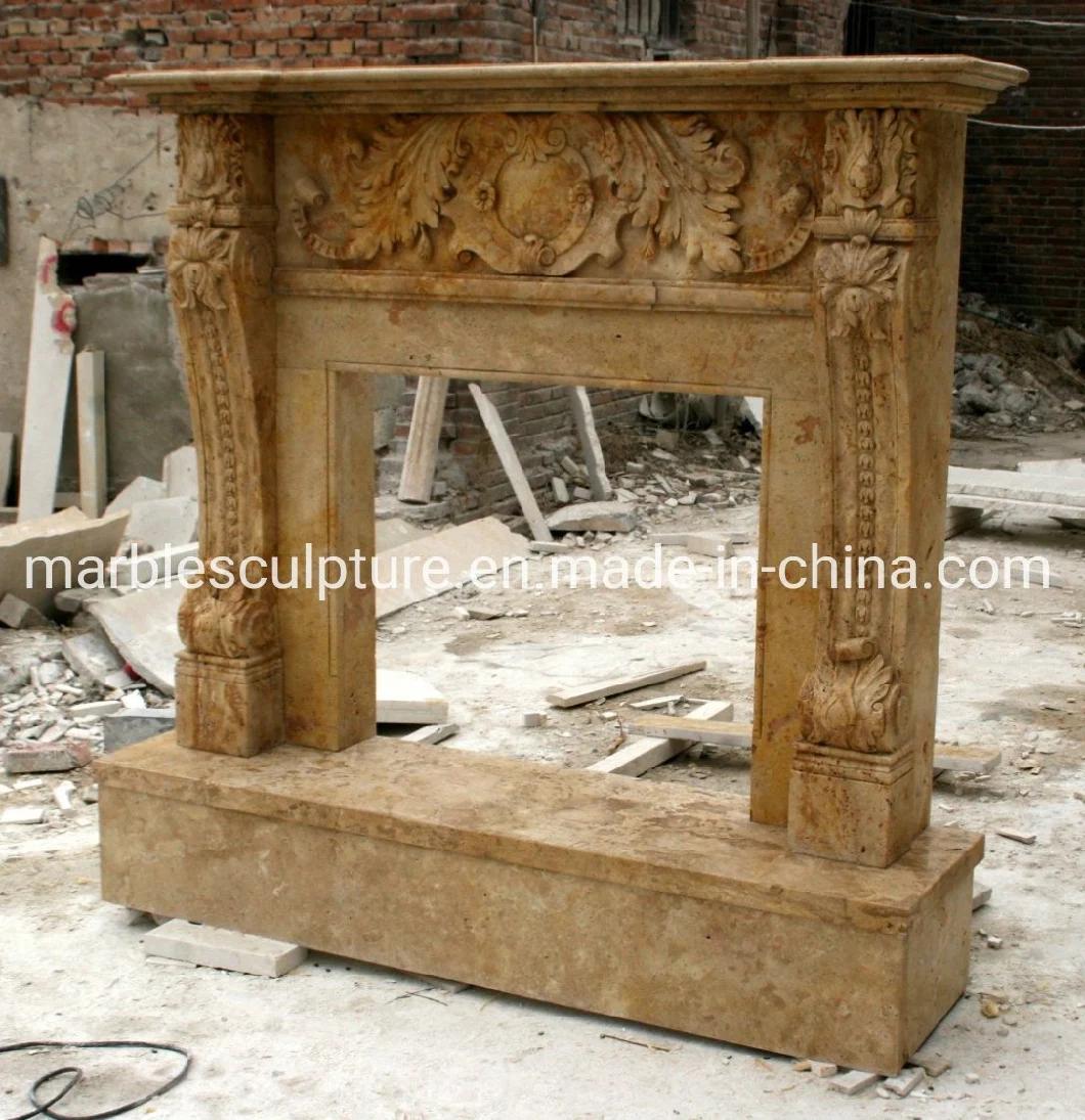 Elegant Yellow Marble Fireplace for Home Decoration Furniture (SYMF-169)