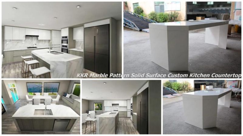 Customized Size Luxury Waterproof Carrara White Kitchen Solid Surface Marble Countertop