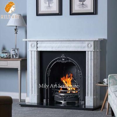 Modern Style Indoor White Marble Fireplace Surround Mantel for Sale