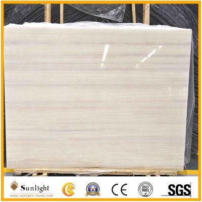 Natural Translucent Marble with Wood Straight Vein Athens White Onyx Slab