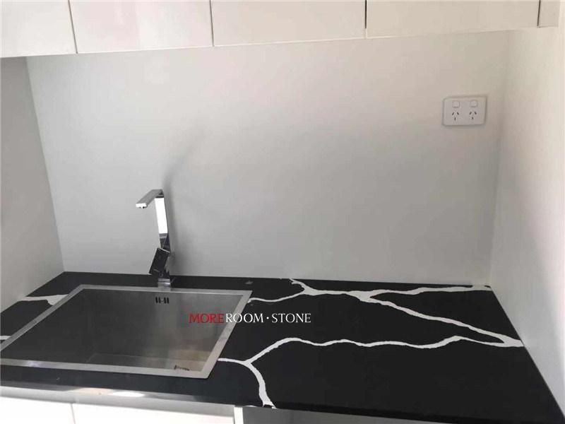 Kitchen Counter Top Engineered Stone Big Slab Black and White Marble Quartz