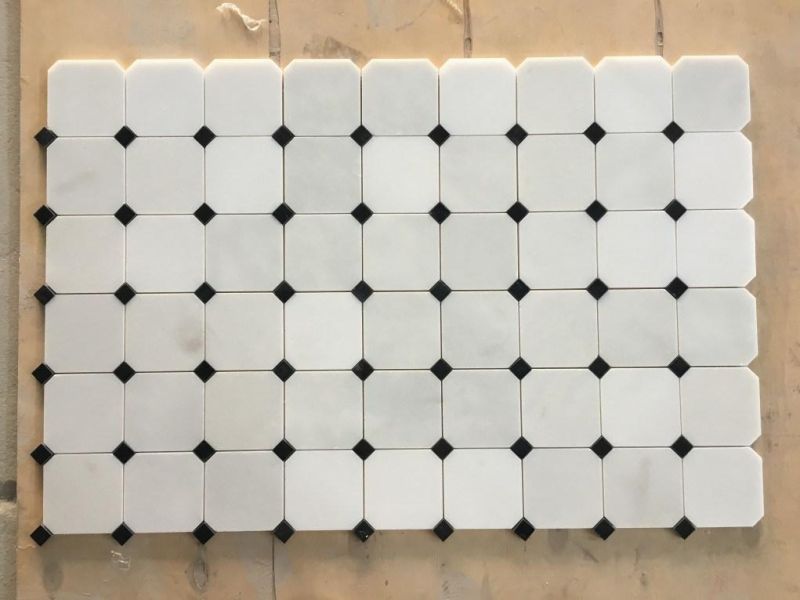 Pure White & Black Marble Mosaic for Sale