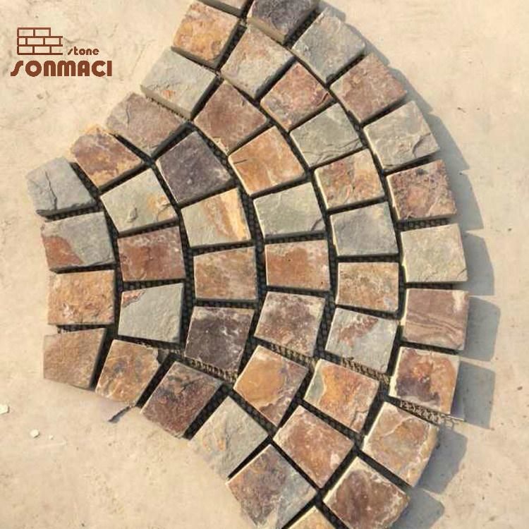 Rusty Slate Fan Shaped Stone on Net Paver