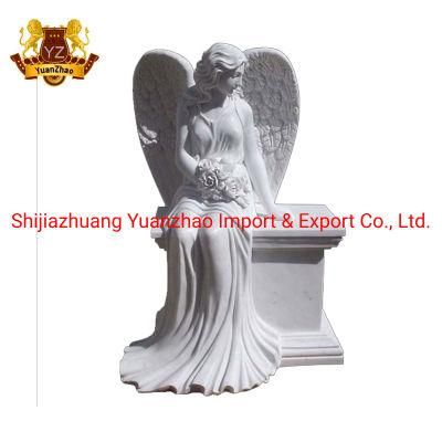 Memorial Hand Carved Stone Graveyard Ornament Granite Headstone Monument Marble Praying Angel Statue Tombstone