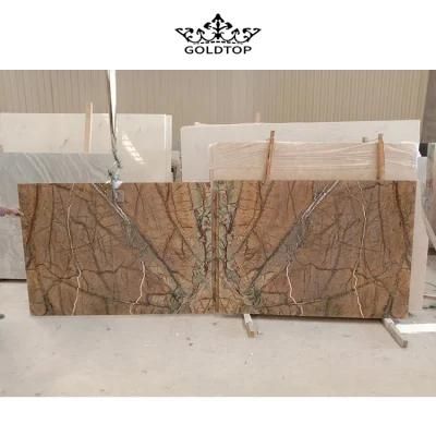 Commercial Project Natural Stone Polished/ Honed Surface Bathroom/Kitchen /Living Room Countertop Tropical Rain Forest Brown Marble for Home