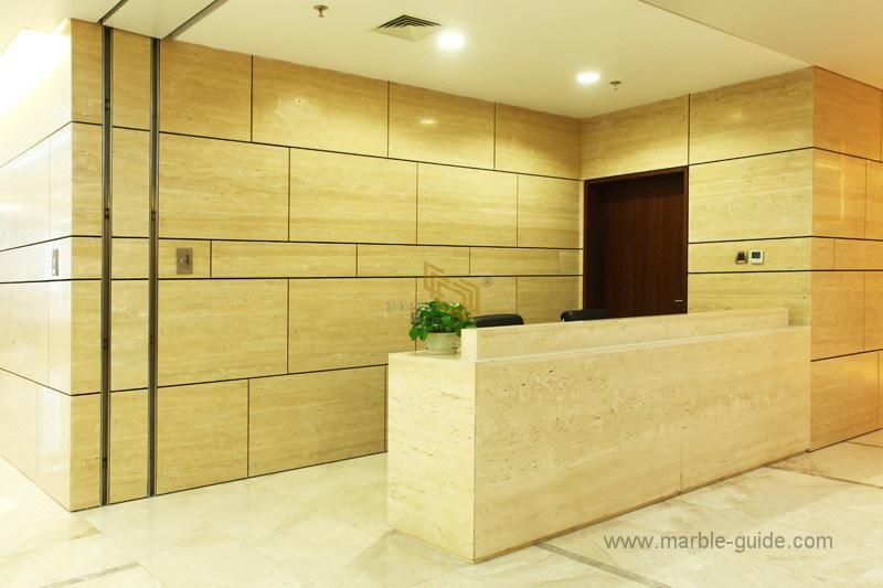 Roman Beige Travertine Polished Tiles for Commerical Projects/Wall/Flooring/Hotel