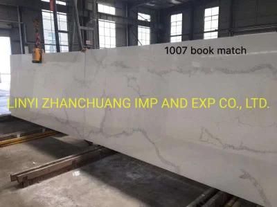 Prefabricated Artificial Quartz Stone Calacatta with Golden Veins