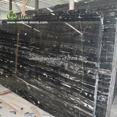 Chinese Black and White Natural Marble Silver Dragon Slab