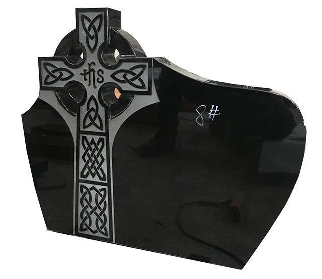 Hand Carved Shanxi Black Granite Tombstone with Ireland Celtic Cross