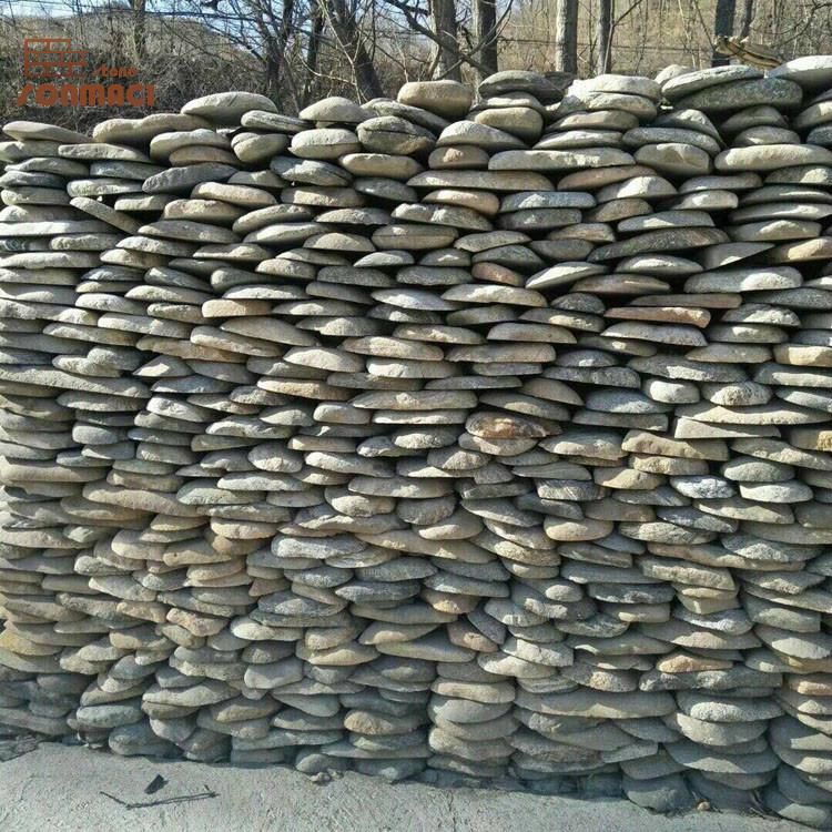 Colorful Sliced River Stone Rock Wall Panel