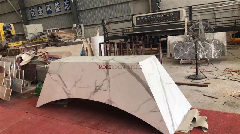 Custom Reception Desk Italian White Marble Countertops