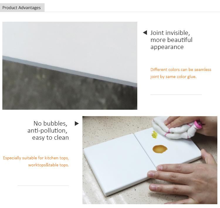 Factory Direct Glacier White 12mm Corian Acrylic Solid Surface Stone Bathroom Kitchen Countertop Slab 0304