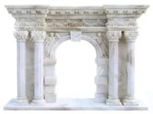 White Fireplace Surround with Columns &amp; Indoor Stone Marble Mantel Shelf Factory