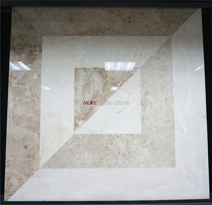 600X600 Polished Beige Waterjet Marble Inlay for Flooring