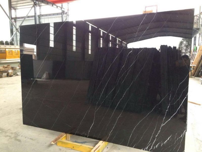 Polished Nero Marquina Black Marble Stone Tile for Wall/Flooring