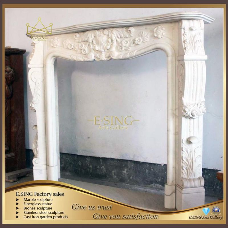 Popular Free Standing Red Marble Statue Fireplace