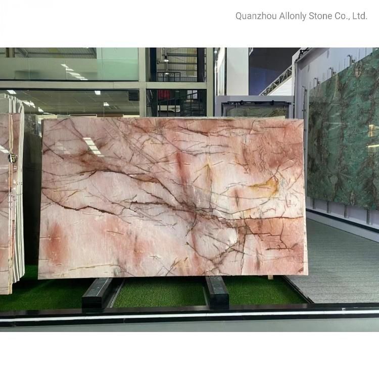 Pink Rose Red Nature Stone Quartzize Marble Table Top