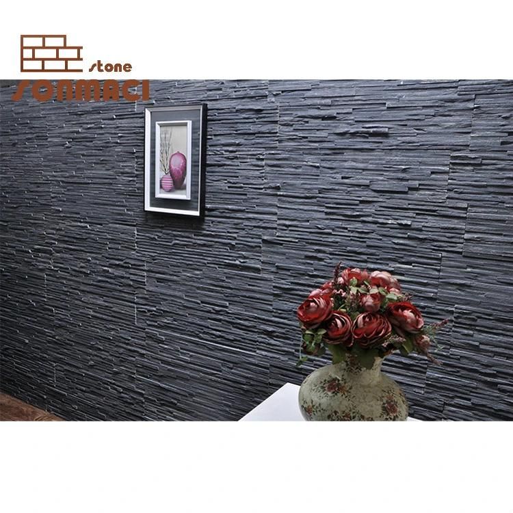 Exterior Wall Slate Tile Black Stone Stacked Veneer