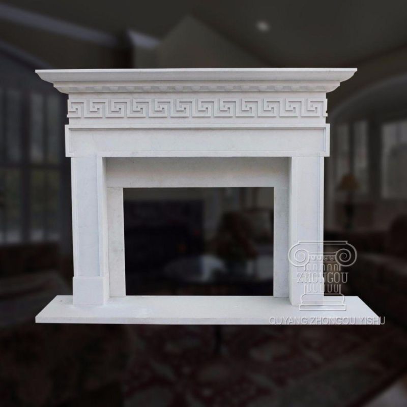 Louis Xvi French Style Classic White Marble Fireplace
