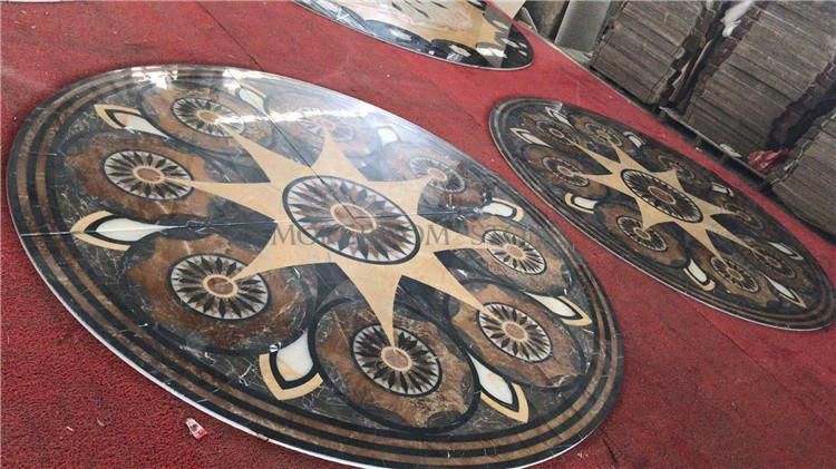 Dark Color Round Waterjet Medallion for Marble Onyx Inlay Flooring