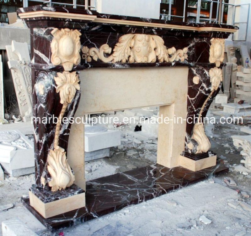 New Design Custom Made Stone Sculpture Marble Fireplace (SYMF-047)