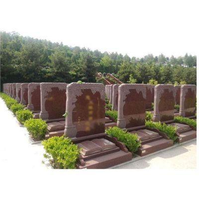 Indian Imperial Red Multicolor Red Granite Angel Sulpture Carving Headstone with Heart