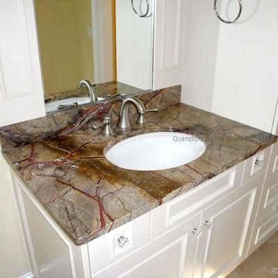 Rainforest Green Brown Marble Vanity Top Countertop for Bathroom