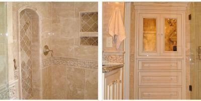 Bathroom Decoration with Beiger Travetine Tiles