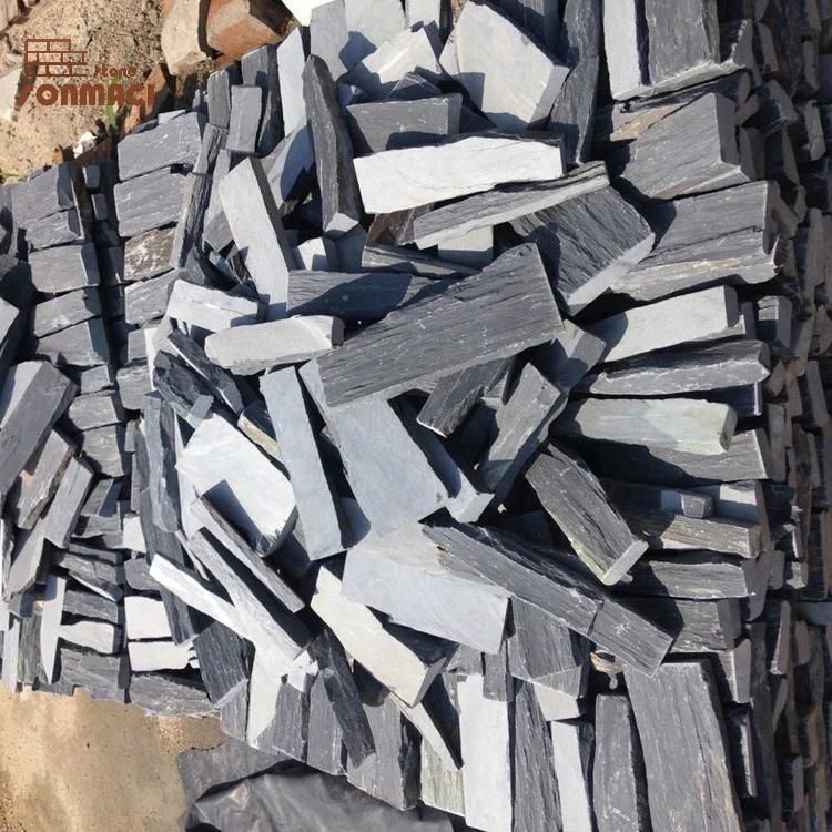 China Natural Black Slate Masonry Loose Stone