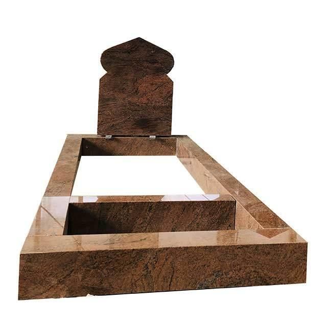 Large Muticolor Red Granite Kerbset Gravestone for Muslem