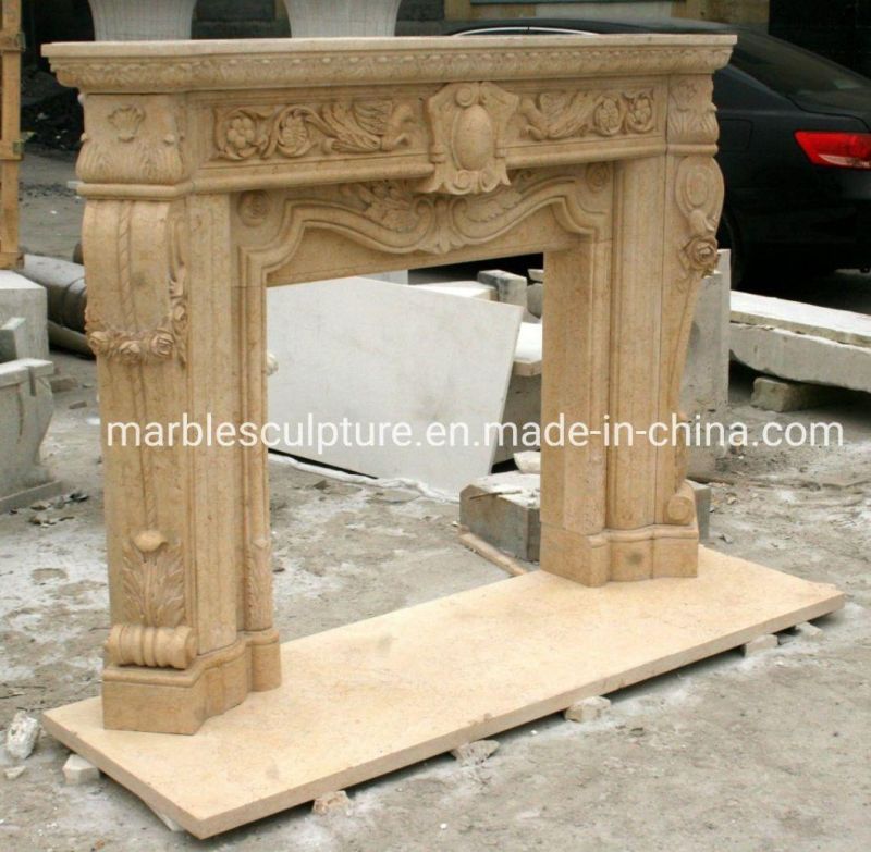 Home Decoration Stone Statue Sculpture Middle Marble Fireplace (SYMF-042)