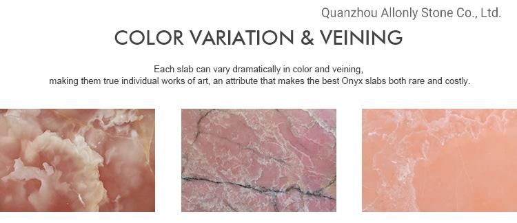 Hotel Interior Design Pink Onyx Marble Tile Floor and Wall