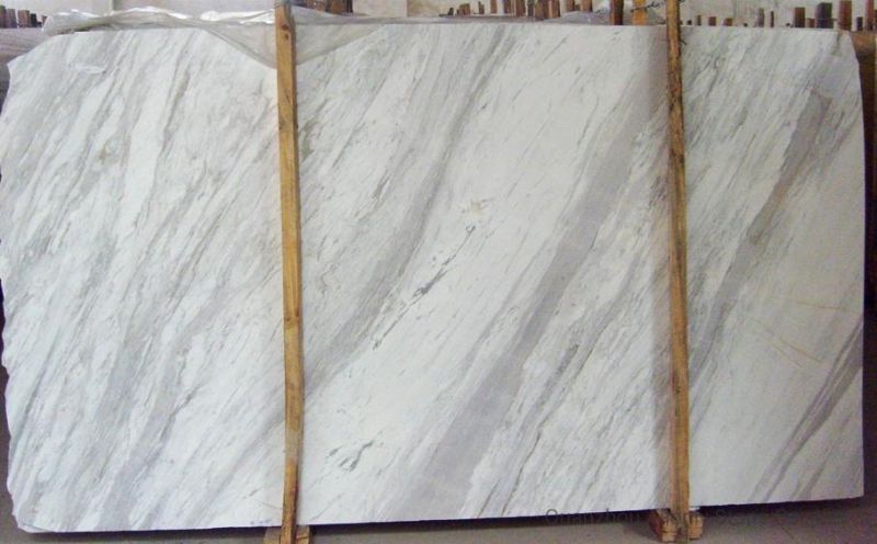 White with Purple Veins Flooring Wall Cladding Book Match White Volakas Marble Tile