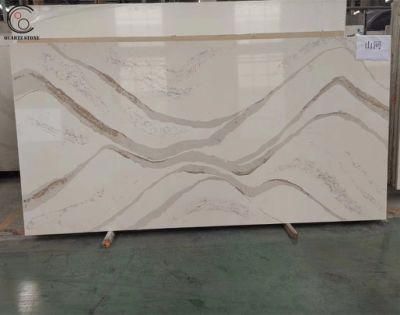 1.8cm/2cm/3cm Thickness Calacatta Gold Veins Quartz Stone Slab