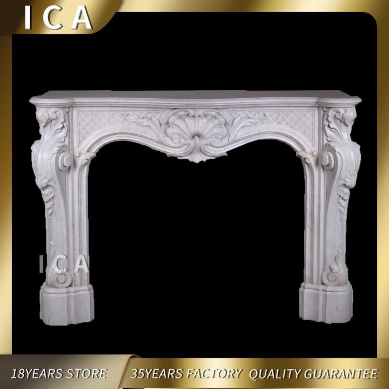 White Marble Fireplace for Home Decoration