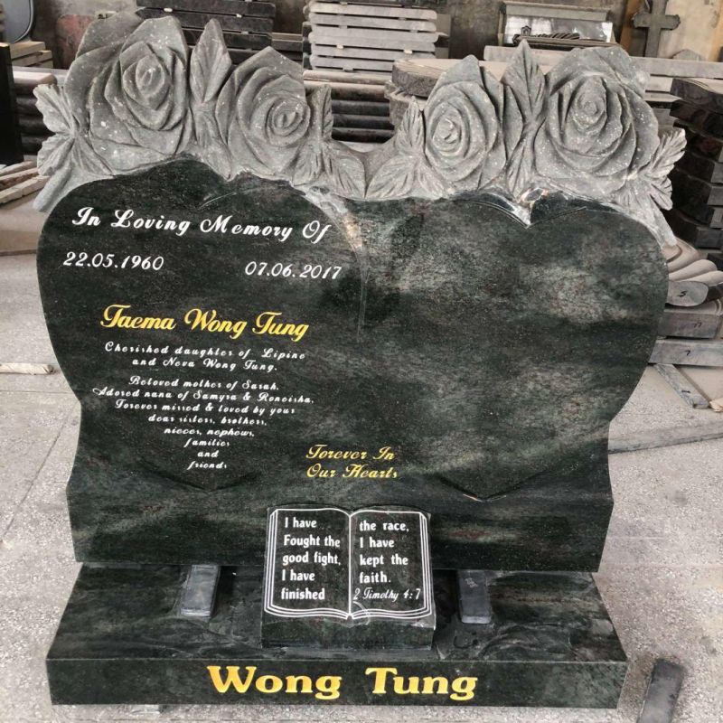 Kerrella Green Granite Headstone with Sculpture Customized