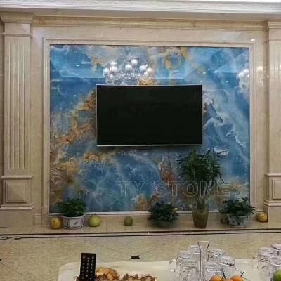 Custom Background Wall Design Blue Onyx Tile
