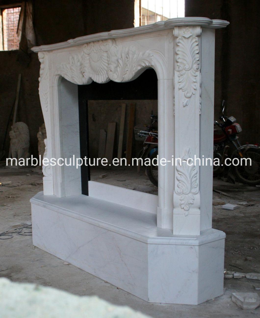 Custom Hand Carving Indoor Classic Marble Fireplace (SYMF-185)