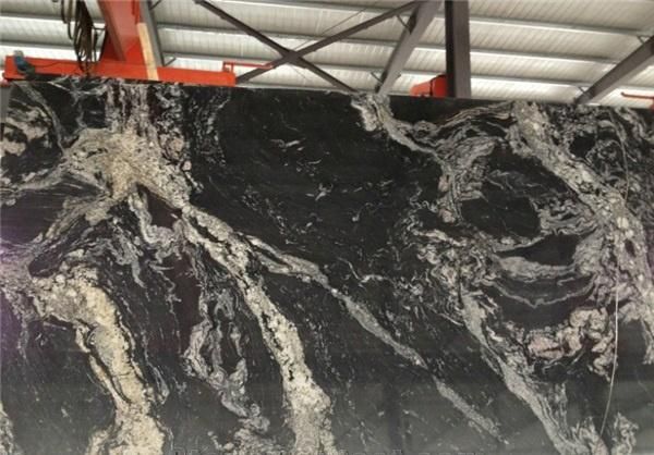 Cosmoc Black Granite Natural Black Granite with White Busy Look Veins Polished Slabs