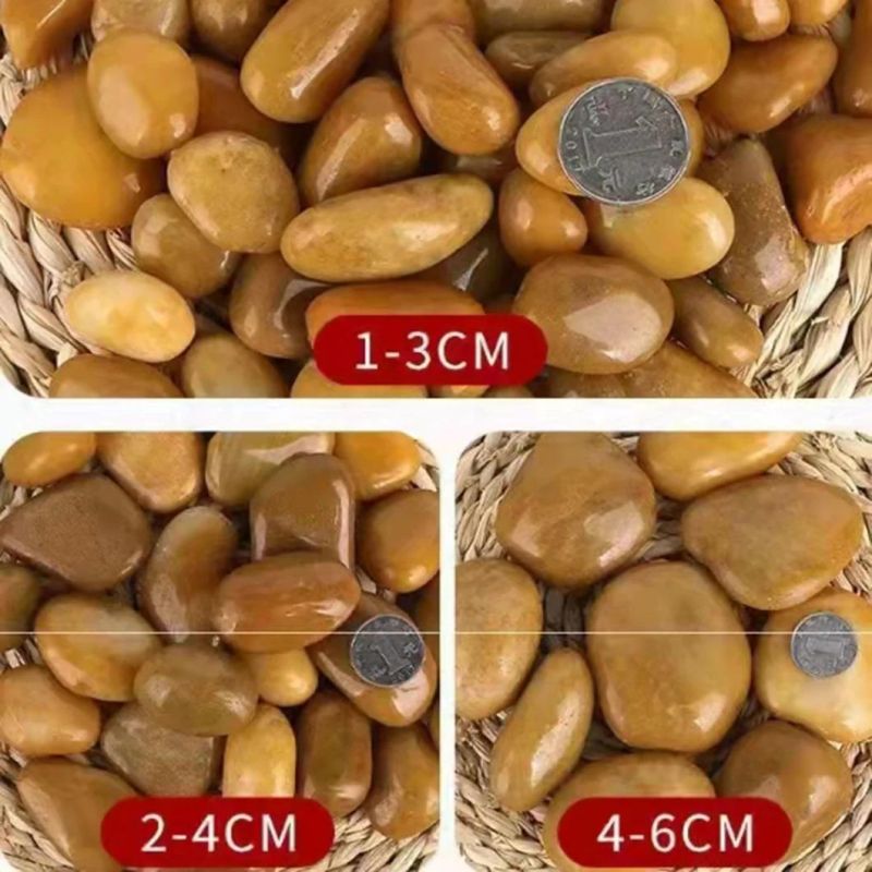 High Polished Grade Natural Cobblestone Paving Stone Yellow Pebble River Rock