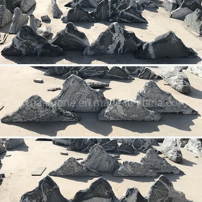 Outdoor Garden Decorate Natural Large Black Water Wave River Rock Stone Boulder Landscapes