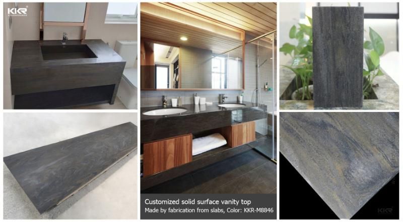 Kkr Polyester Resin Marble Look White Color Solid Surface Stone Sheet