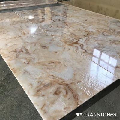 Polished Yellow Artificial Stone Alabaster Sheet Interior Decors