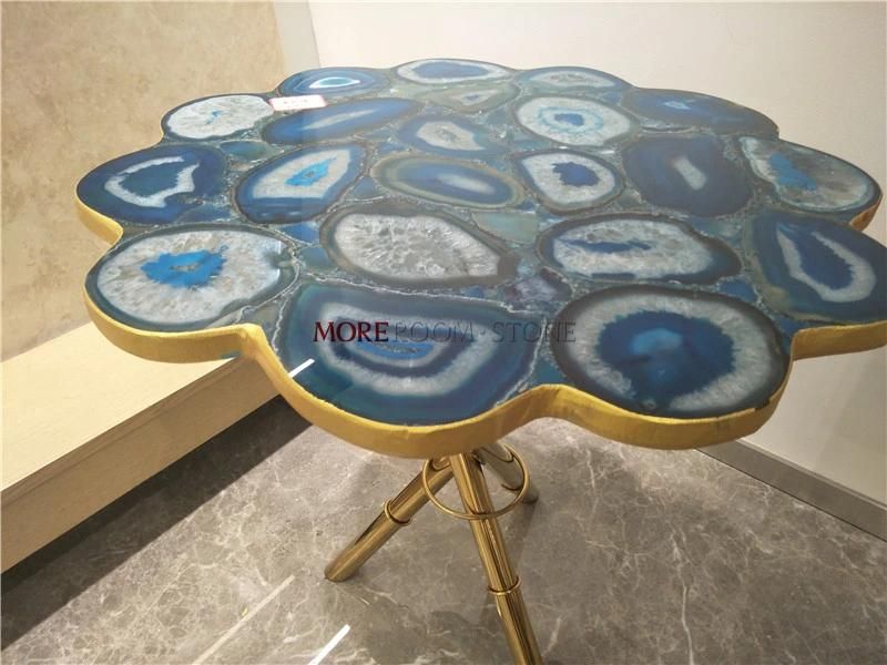 Luxury Gemstone Series Custom Blue Agate Table Top