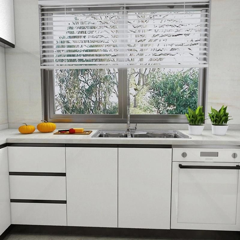 White Wood Grain Kitchen Furniture Built in Modern Drawers Top Kitchen Cabinets Designs with Marble Kitchen Countertops