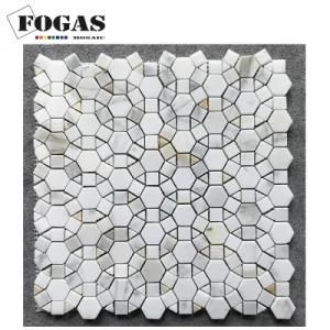 Football Mosaic Pattern Calacatta Gold Marble Mosaic Flooring